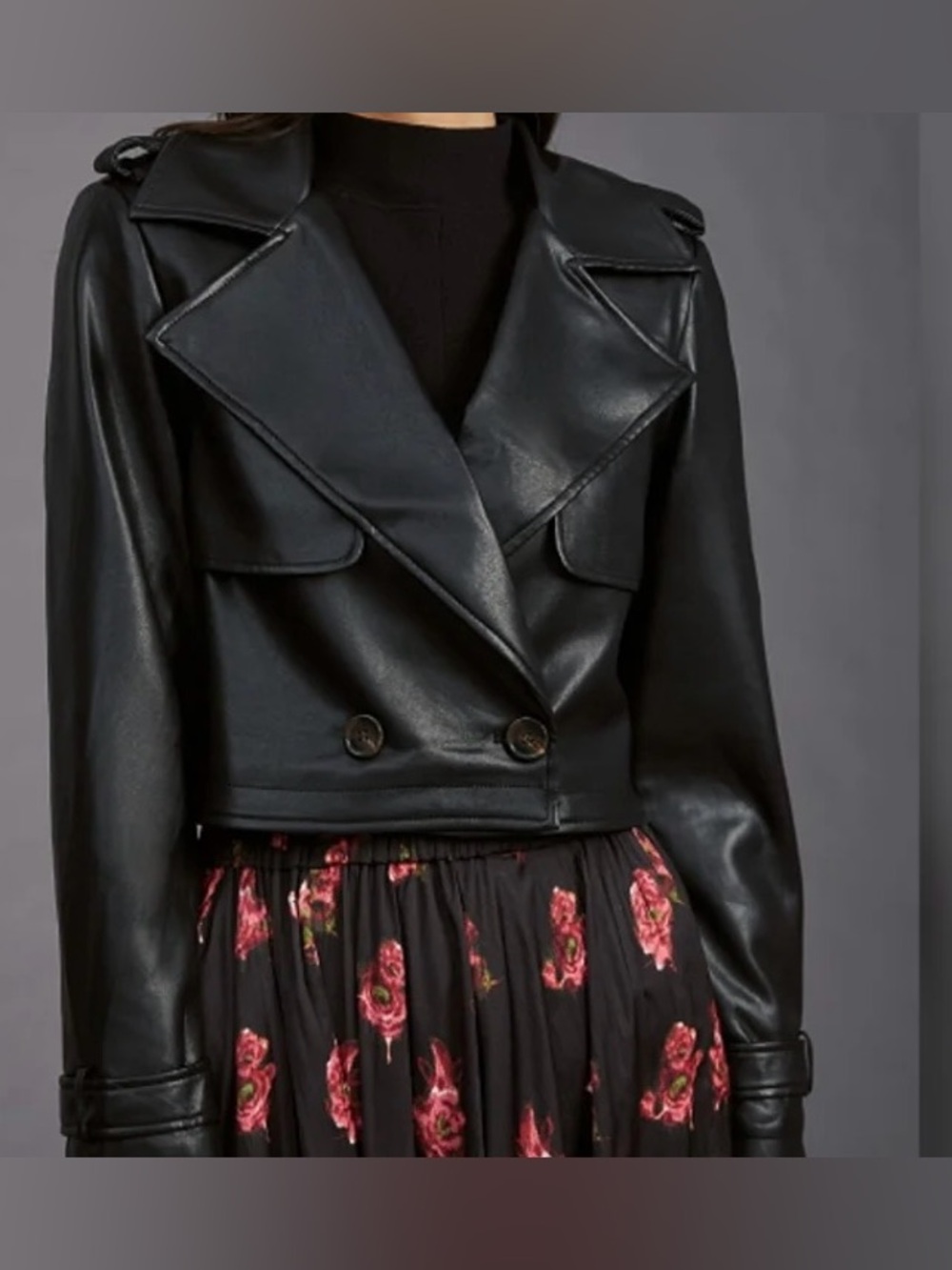Avec Les Filles Black Faux Leather Jacket NWT Size S